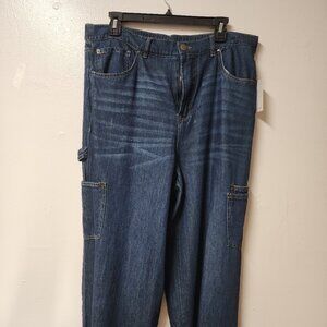 Westbound Woman 14W short dark wash denim jeans cargo pockets NWT Everyday